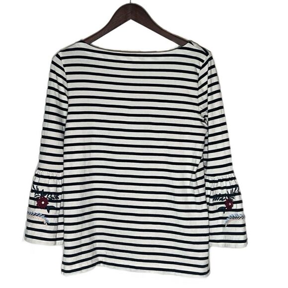 J. Crew Stripe Embroidered Bell Sleeve Top - Picture 3 of 5